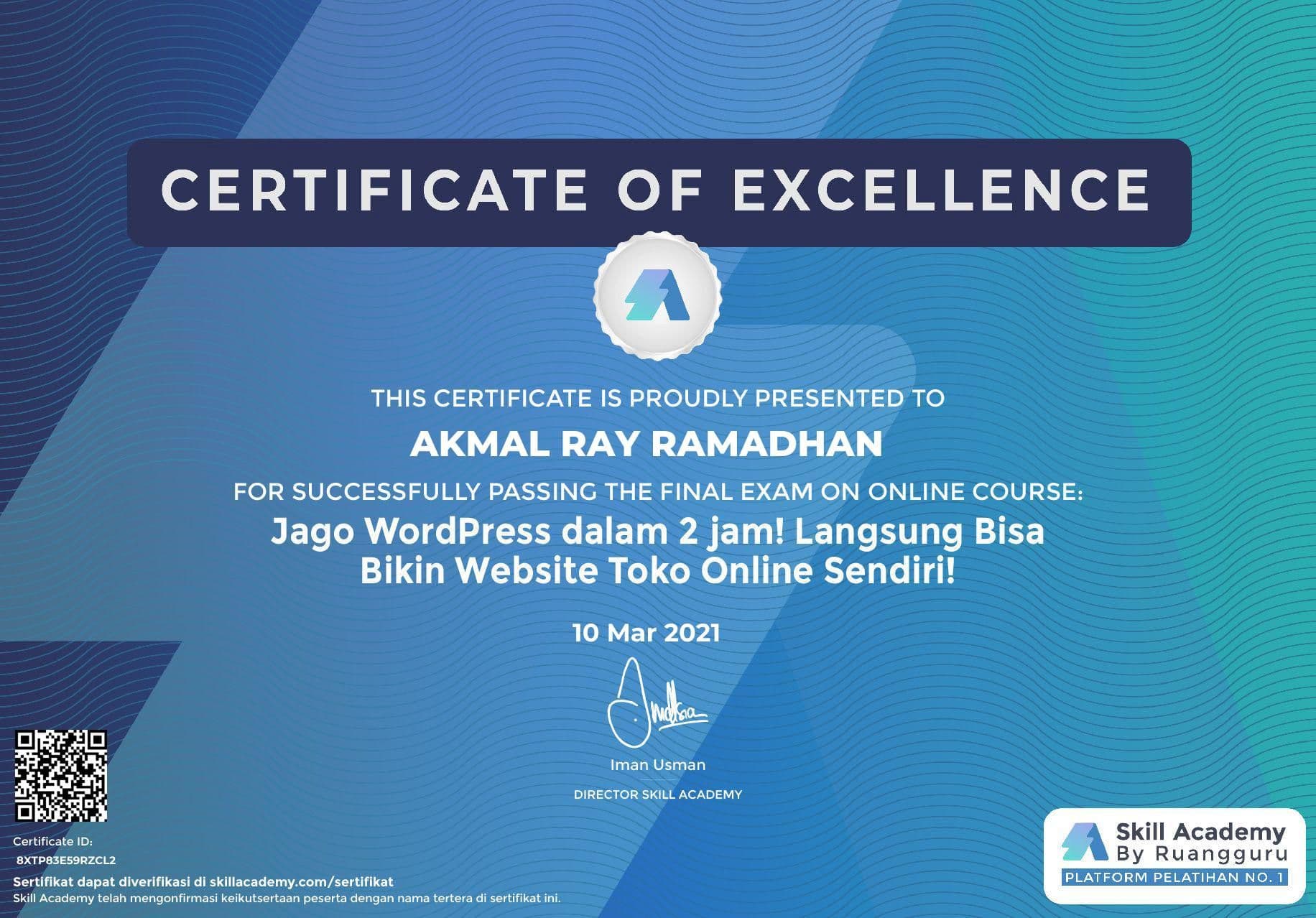 Certificate Of Excellence